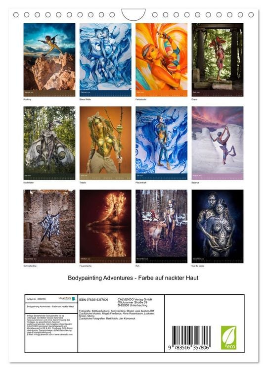 Produktbild: Bodypainting Adventures - Farbe auf nackter Haut (Wandkalender 2026 DIN A4 hoch), CALVENDO Monatskalender
