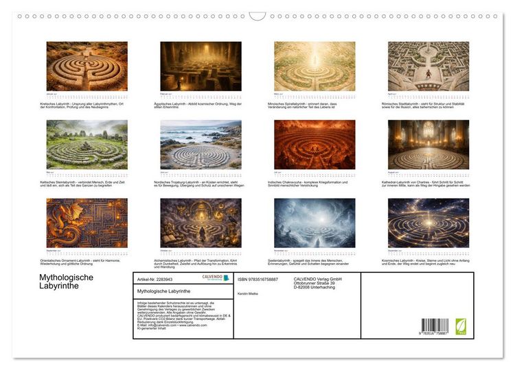 Produktbild: Mythologische Labyrinthe (Wandkalender 2027 DIN A2 quer), CALVENDO Monatskalender