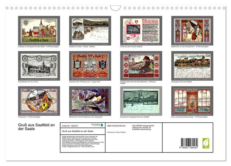 Produktbild: Gru&szlig; aus Saalfeld an der Saale (Wandkalender 2026 DIN A3 quer), CALVENDO Monatskalender