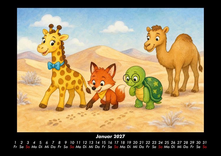 Produktbild: W&uuml;sten-Abenteuer mit Nala, Finn & Taz 2027 Fotokalender DIN A3