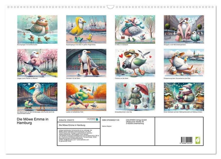 Produktbild: Die M&ouml;we Emma in Hamburg (Wandkalender 2027 DIN A2 quer), CALVENDO Monatskalender