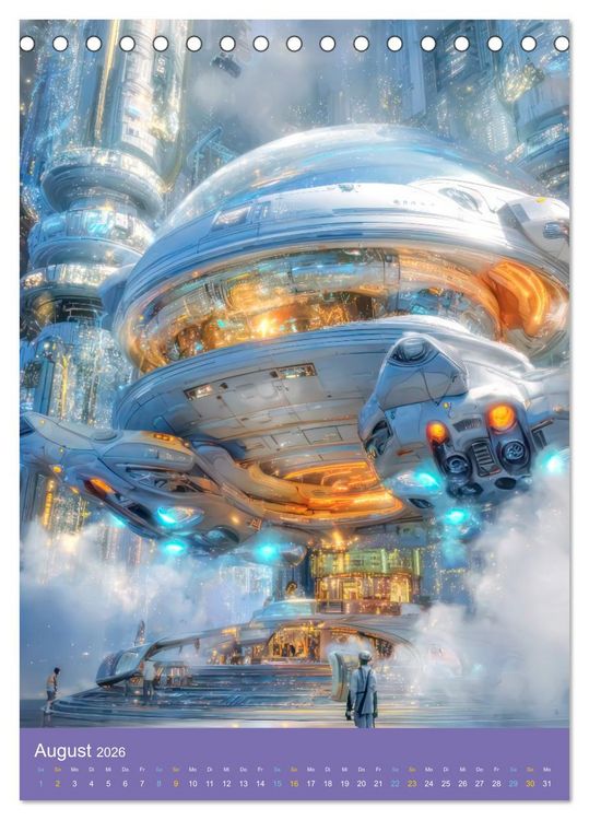 Produktbild: Fantasievoller Science-Fiction - Fantastische Welten (Tischkalender 2026 DIN A5 hoch), CALVENDO Monatskalender