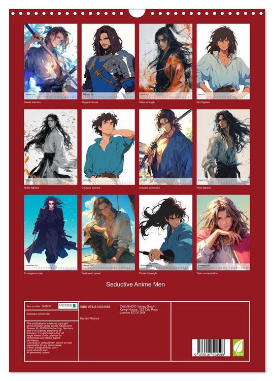 Produktbild: Seductive Anime Men (Wall Calendar 2026 DIN A3 portrait), CALVENDO 12 Month Wall Calendar