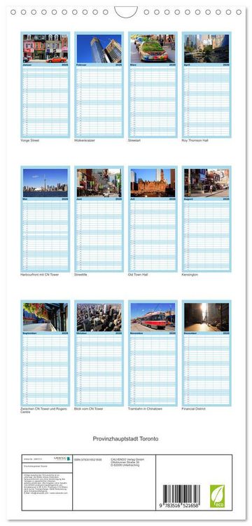 Produktbild: Familienplaner 2026 - Provinzhauptstadt Toronto mit 5 Spalten (Wandkalender, 21 x 45 cm) CALVENDO