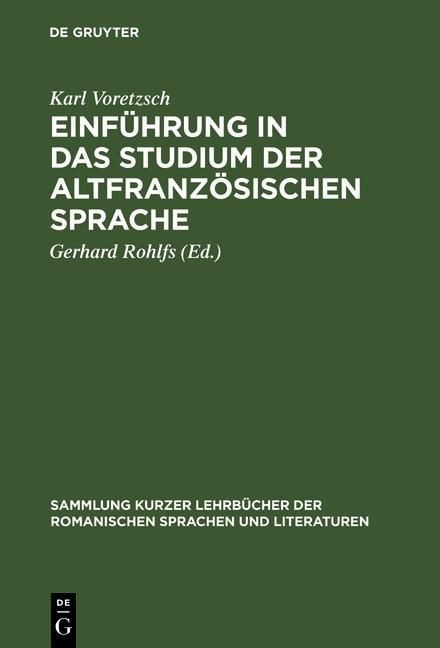 Produktbild: Einf&uuml;hrung in das Studium der altfranz&ouml;sischen Sprache