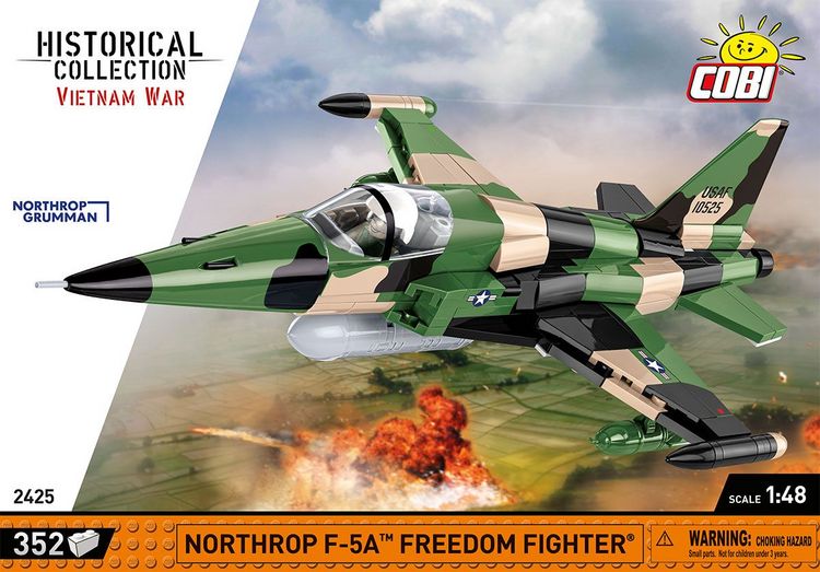 Produktbild: COBI Historical Collection 2425 - Northrop F-5A Freedom Fighter, Kampfflugzeug, Vietman War, 1:48 Bausatz, 352 Klemmbausteine/1 Figur