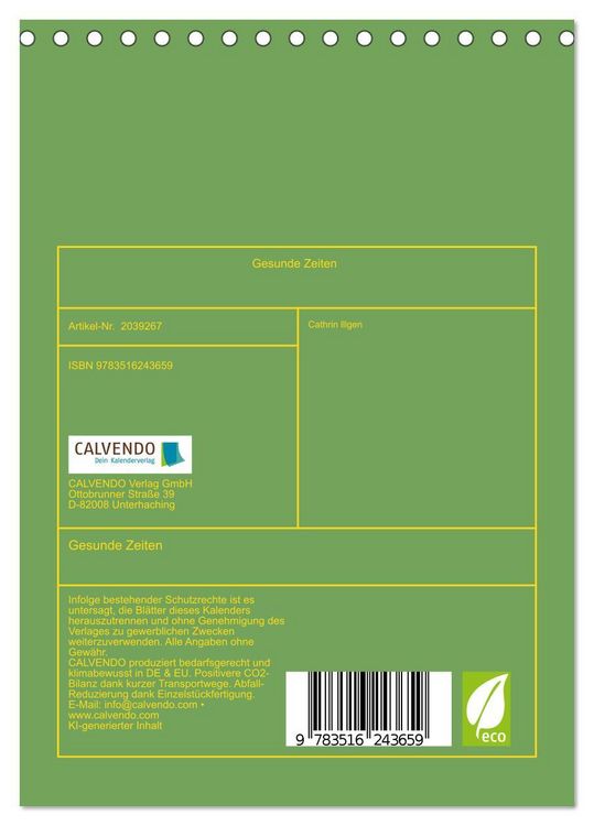 Produktbild: Gesunde Zeiten (Tischkalender 2026 DIN A5 hoch), CALVENDO Monatskalender