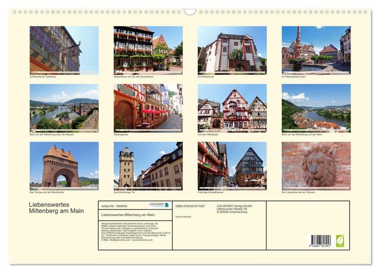 Produktbild: Liebenswertes Miltenberg am Main (Wandkalender 2026 DIN A2 quer), CALVENDO Monatskalender