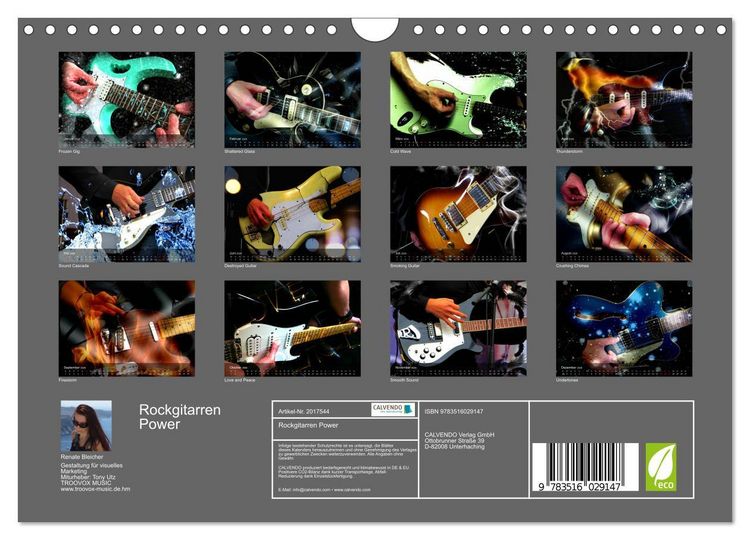 Produktbild: Rockgitarren Power (Wandkalender 2026 DIN A4 quer), CALVENDO Monatskalender