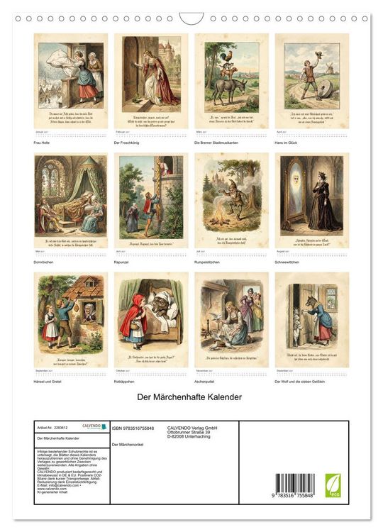Produktbild: Der M&auml;rchenhafte Kalender (Wandkalender 2027 DIN A3 hoch), CALVENDO Monatskalender