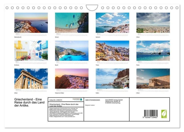 Produktbild: Griechenland - Eine Reise durch das Land der Antike. (Wandkalender 2027 DIN A4 quer), CALVENDO Monatskalender