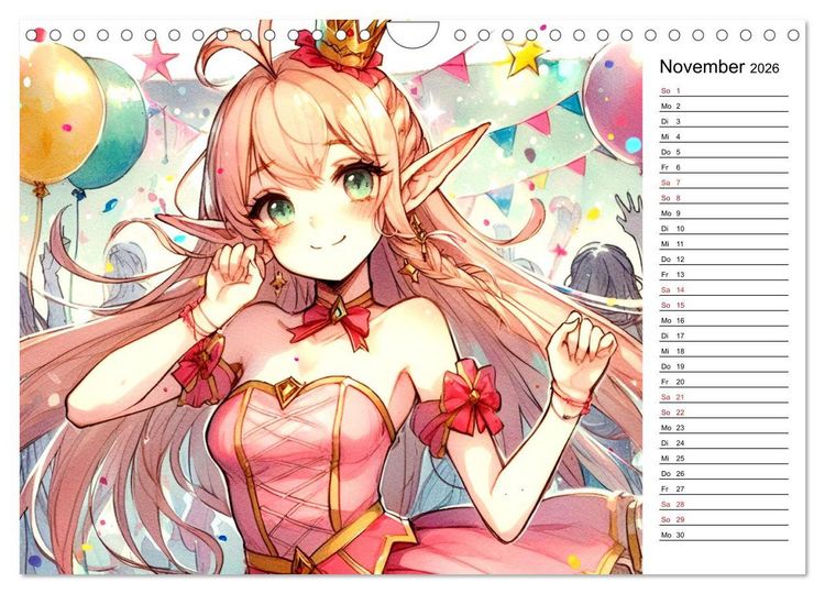 Produktbild: Bezaubernde Manga Elfen (Wandkalender 2026 DIN A4 quer), CALVENDO Monatskalender