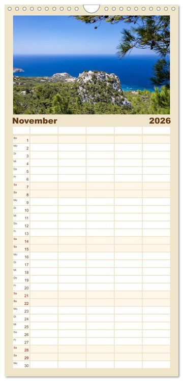 Produktbild: Familienplaner 2026 - Rhodos und Symi mit 5 Spalten (Wandkalender, 21 x 45 cm) CALVENDO