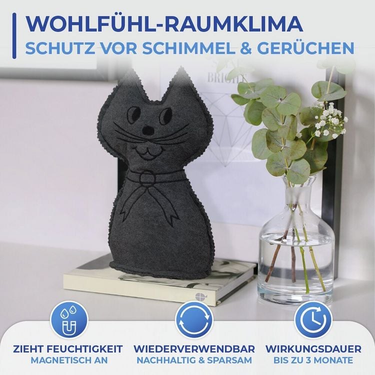 Produktbild: Raumentfeuchter Mod. Katze, 2er Set, schwerer T&uuml;rstopper
