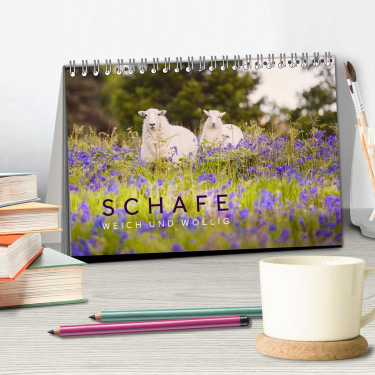Produktbild: Schafe - Weich und wollig (Tischkalender 2026 DIN A5 quer), CALVENDO Monatskalender