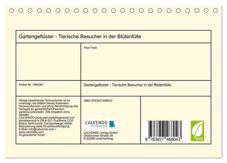 Produktbild: Gartengefl&uuml;ster - Tierische Besucher in der Bl&uuml;tenf&uuml;lle (Tischkalender 2026 DIN A5 quer), CALVENDO Monatskalender