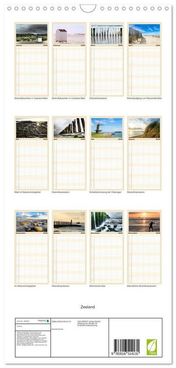 Produktbild: Familienplaner 2026 - Zeeland mit 5 Spalten (Wandkalender, 21 x 45 cm) CALVENDO