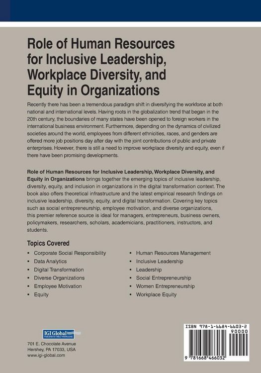 Produktbild: Role of Human Resources for Inclusive Leadership, Workplace Diversity, and Equity in Organizations