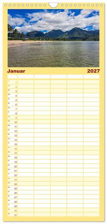 Produktbild: Familienplaner 2027 - Hawaii - Eindr&uuml;cke von Big Island, Kauai & Oahu mit 5 Spalten (Wandkalender, 21 x 45 cm) CALVENDO