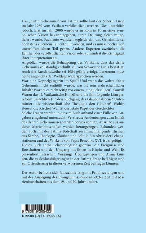 Produktbild: Das verborgene dritte Geheimnis von Fatima