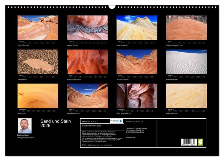 Produktbild: Sand und Stein 2026 (Wandkalender 2026 DIN A2 quer), CALVENDO Monatskalender