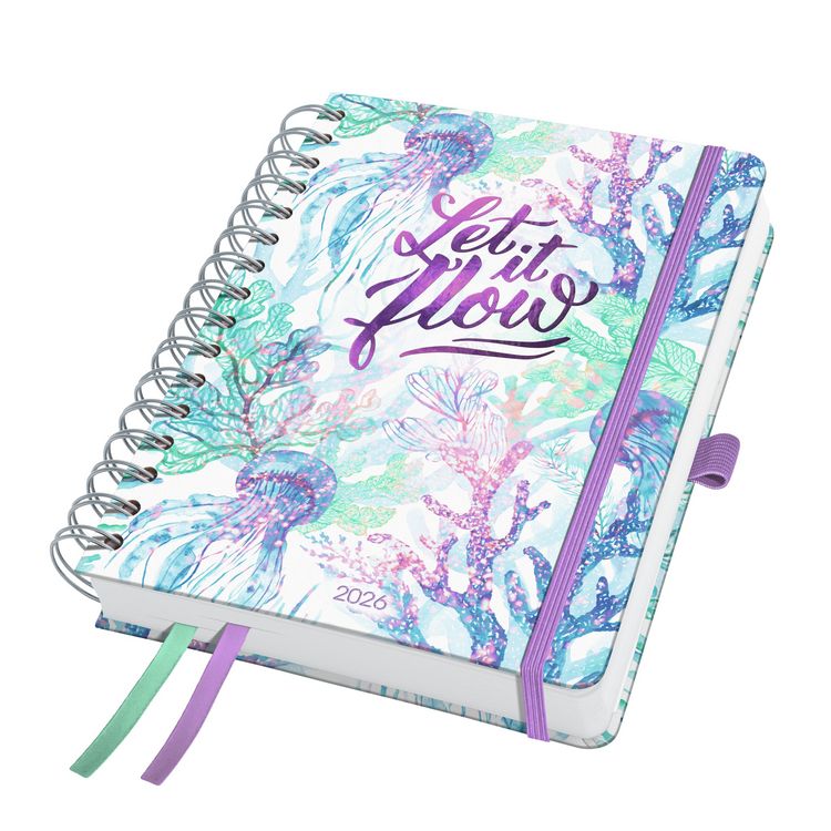 Produktbild: SIGEL J6604 Spiral-Kalender Jolie 2026, ca. A5, lila, gr&uuml;n, blau