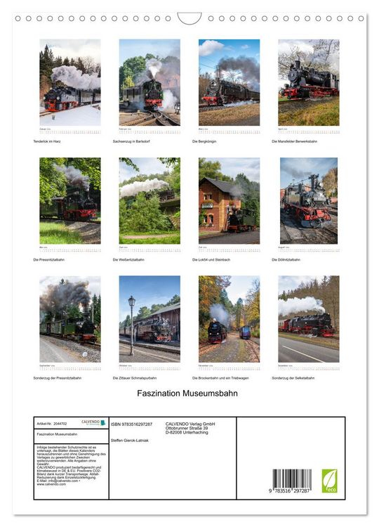 Produktbild: Faszination Museumsbahn (Wandkalender 2026 DIN A3 hoch), CALVENDO Monatskalender