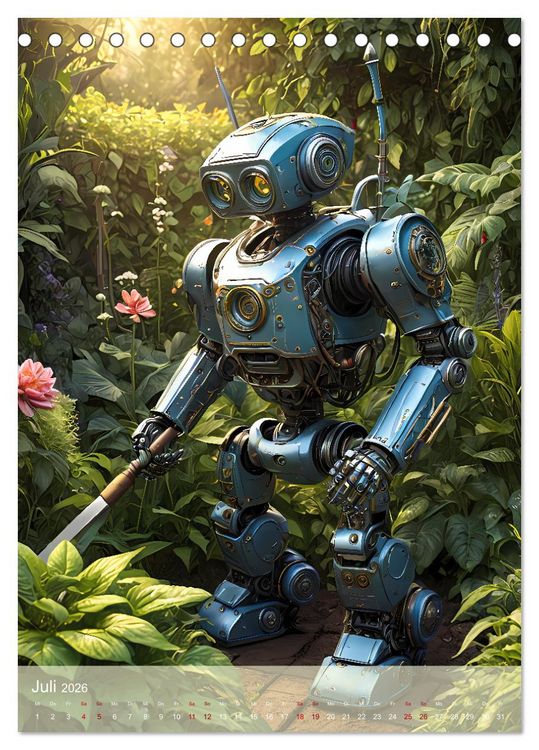 Produktbild: Roboter im Garten - Kleine Helfer (Tischkalender 2026 DIN A5 hoch), CALVENDO Monatskalender