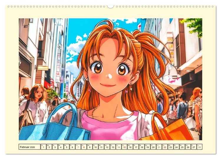 Produktbild: Manga M&auml;dchen. Ein Jahr voller Stadtabenteuer (Wandkalender 2026 DIN A2 quer), CALVENDO Monatskalender