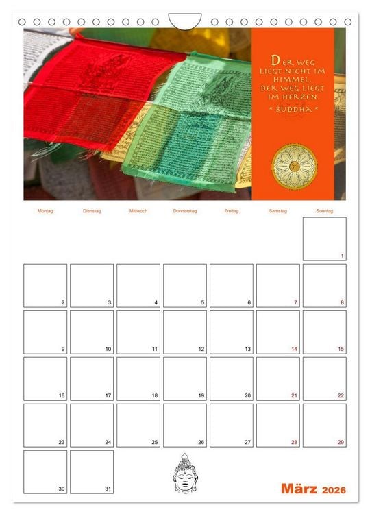 Produktbild: Buddhas Zitate und Weisheiten (Wandkalender 2026 DIN A4 hoch), CALVENDO Monatskalender