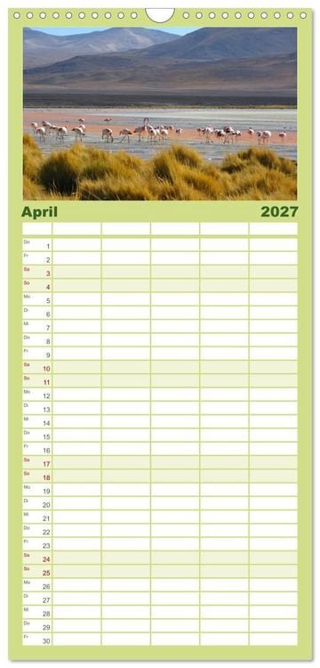 Produktbild: Familienplaner 2027 - Bolivien - Die geheime Perle S&uuml;damerikas mit 5 Spalten (Wandkalender, 21 x 45 cm) CALVENDO