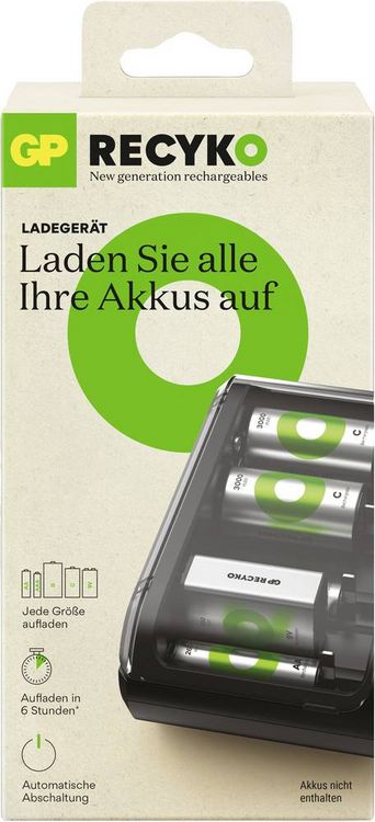 Produktbild: GP B631 Universell Rundzellen-Ladeger&auml;t NiMH 9 V Block, Micro (AAA), Mignon (AA), Baby (C), Mono (D)