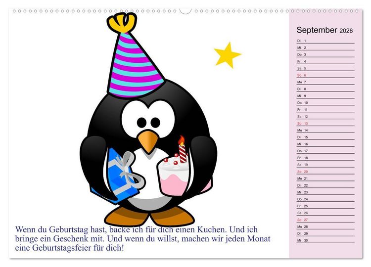 Produktbild: Pinguin-Elfe (Wandkalender 2026 DIN A2 quer), CALVENDO Monatskalender
