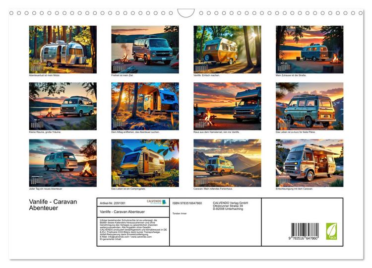 Produktbild: Vanlife - Caravan Abenteuer (Wandkalender 2026 DIN A3 quer), CALVENDO Monatskalender