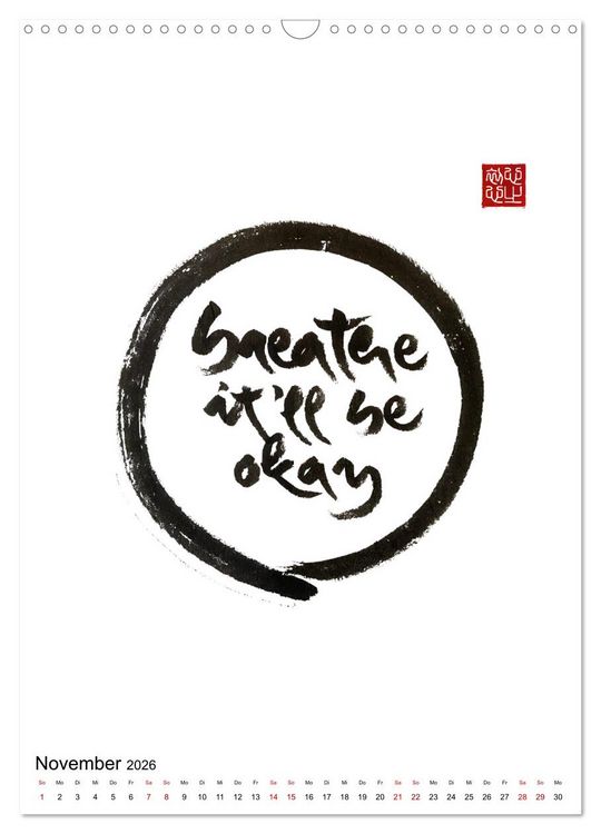 Produktbild: Zen Art Kalligraphie inspiriert von Zen-Meister Th&iacute;ch Nhất Hạnh (Wandkalender 2026 DIN A3 hoch), CALVENDO Monatskalender