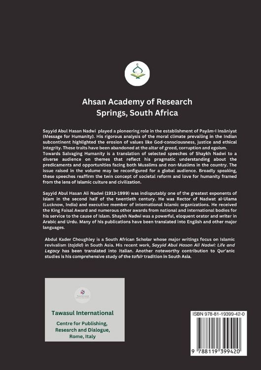 Produktbild: Towards Salvaging Humanity (Selected Speeches)