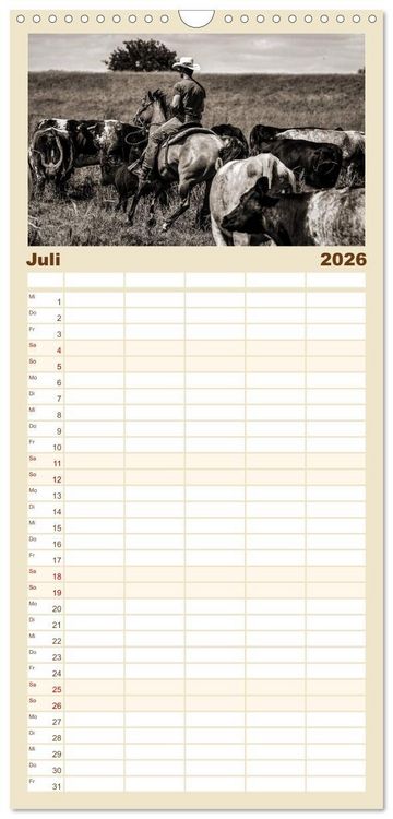 Produktbild: Familienplaner 2026 - Westernreiten mit 5 Spalten (Wandkalender, 21 x 45 cm) CALVENDO
