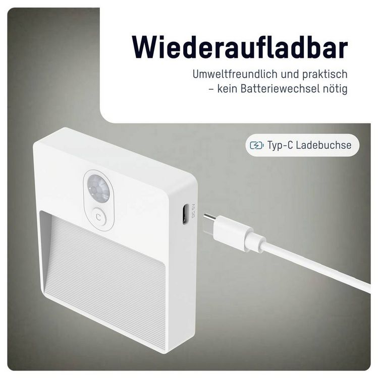 Produktbild: Ansmann Sensor-Nachtlicht NL5R wiederaufladbar 1600-0481 Nachtlicht mit Bewegungsmelder Rund LED Warmwei&szlig; Wei&szlig;
