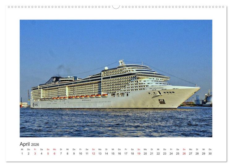 Produktbild: Kreuzfahrtschiffe Kurs Hamburg 2026 (Wandkalender 2026 DIN A2 quer), CALVENDO Monatskalender