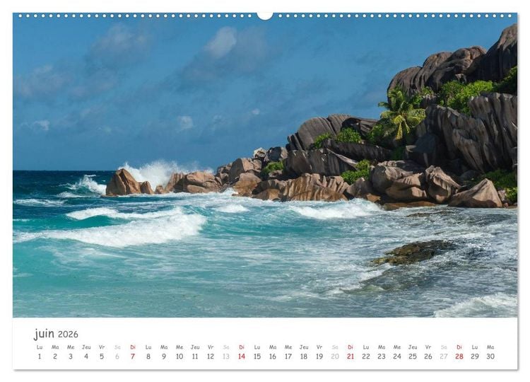 Produktbild: Paysages des Seychelles (Calendrier mural 2026 DIN A2 vertical) calendrier de bureau