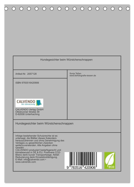 Produktbild: Hundegesichter beim W&uuml;rstchenschnappen (Tischkalender 2026 DIN A5 hoch), CALVENDO Monatskalender
