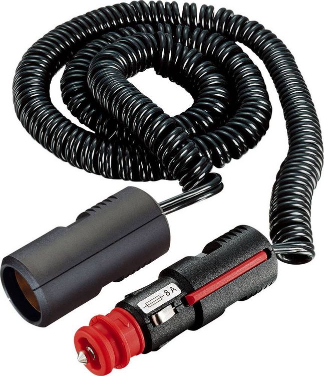 Produktbild: ProCar Verl&auml;ngerungskabel Zigarettenanz&uuml;nderkupplung an Wendelleitung mit Sicherheits-Universalstecker