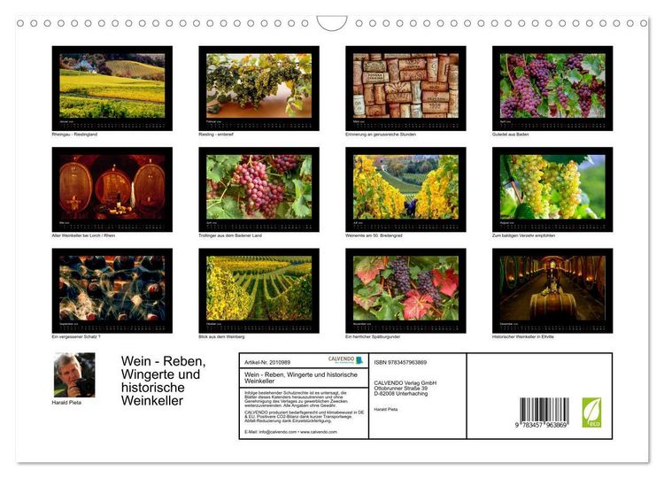 Produktbild: Wein - Reben, Wingerte und historische Weinkeller (Wandkalender 2026 DIN A3 quer), CALVENDO Monatskalender