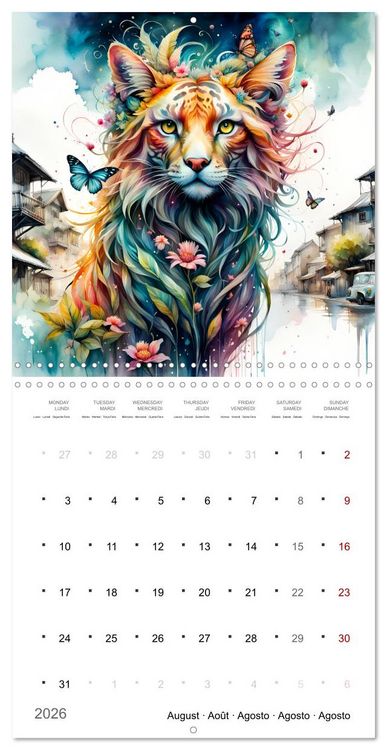 Produktbild: Cr&eacute;atures enchant&eacute;es (Calendrier mural carr&eacute; 2026 30x30 cm) Calendrier double avec une page pour vos prises de notes