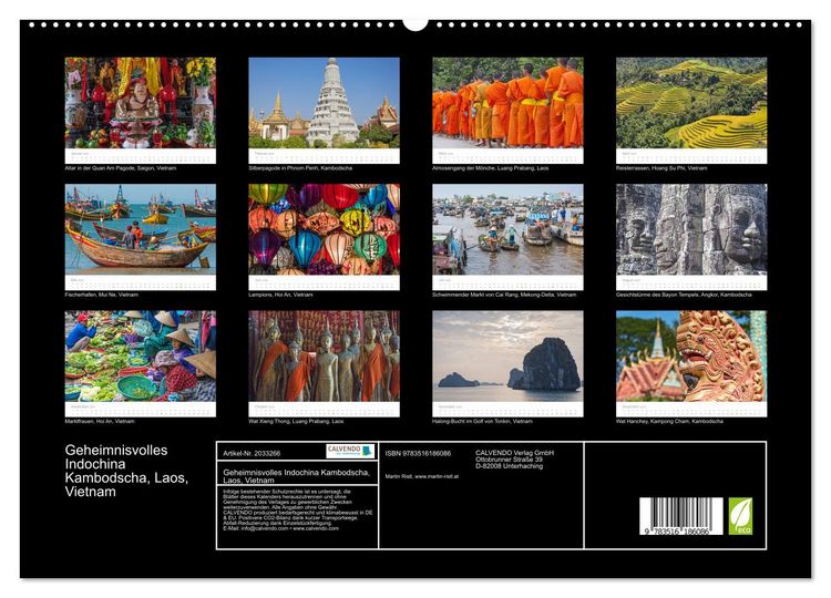 Produktbild: Geheimnisvolles Indochina Kambodscha, Laos, Vietnam (hochwertiger Premium Wandkalender 2026 DIN A2 quer), Kunstdruck in Hochglanz
