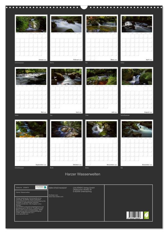 Produktbild: Harzer Wasserwelten (Wandkalender 2026 DIN A2 hoch), CALVENDO Monatskalender