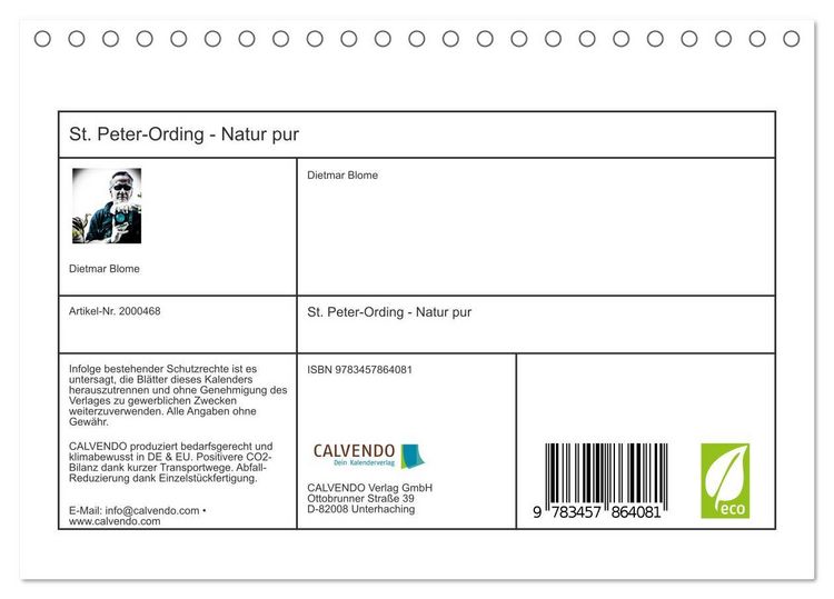 Produktbild: St. Peter-Ording - Natur pur (Tischkalender 2026 DIN A5 quer), CALVENDO Monatskalender