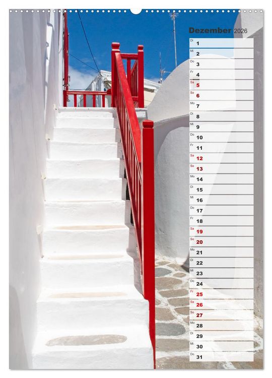 Produktbild: Bunte Treppen auf Mykonos - Reiseplaner (Wandkalender 2026 DIN A2 hoch), CALVENDO Monatskalender