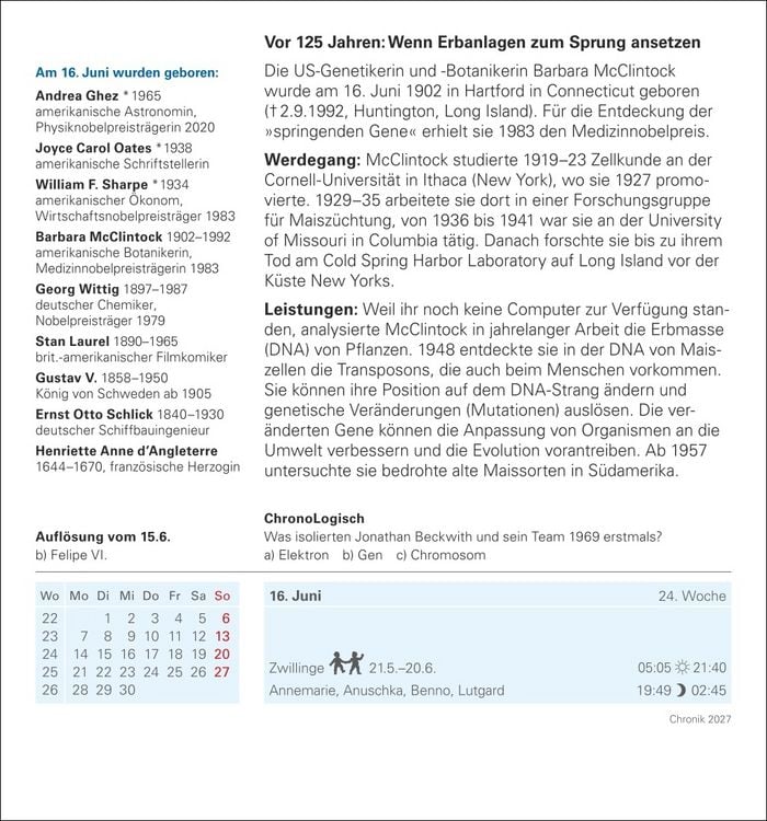 Produktbild: Chronik Tagesabrei&szlig;kalender 2027 - Kulturkalender - Personen, Ereignisse, Schaupl&auml;tze