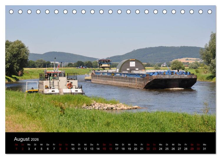 Produktbild: Schiffe auf der Oberweser (Tischkalender 2026 DIN A5 quer), CALVENDO Monatskalender